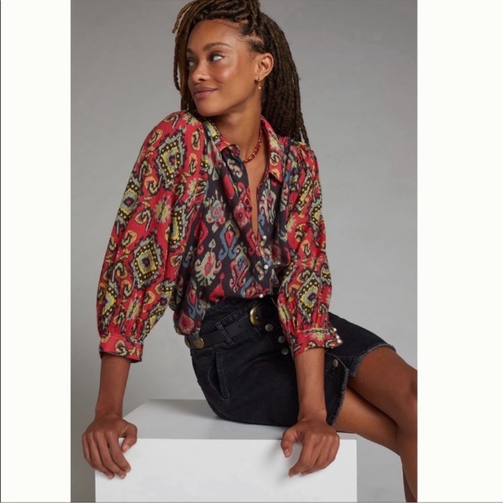 Anthropologie Forever That Girl Paisley Buttondown Shirt Size Medium